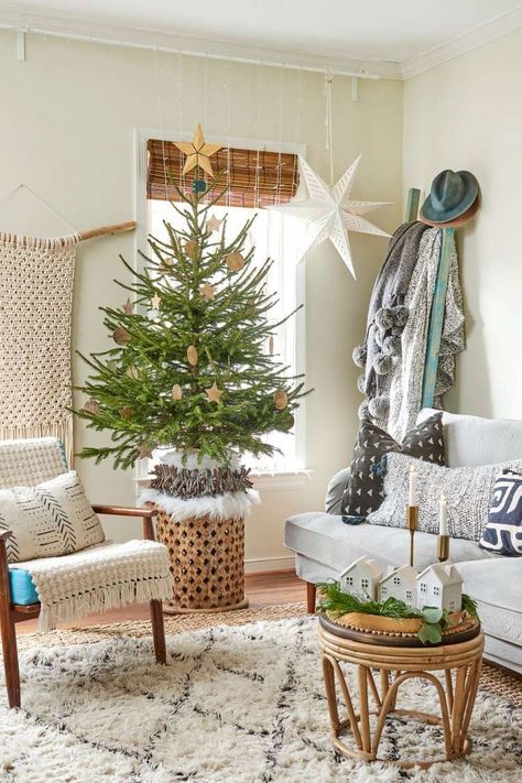 Best Small Christmas Trees, How To Make A Small Christmas Tree Look Bigger, Christmas Tree In Every Room, Small Real Christmas Tree, Christmas Tree In Small Apartment, Small Live Christmas Tree Ideas, Small Minimalist Christmas Tree, Small Christmas Tree Toppers, Small Space Christmas Tree Ideas