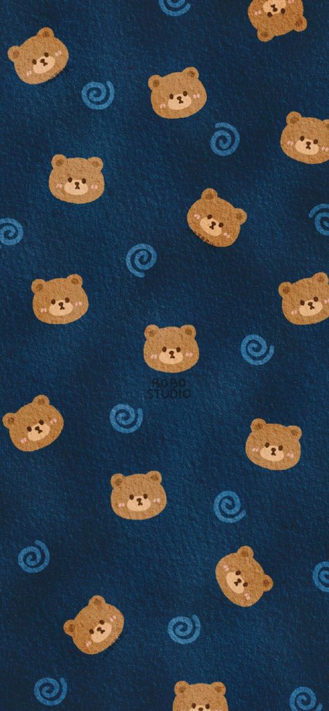 Blue Bear Aesthetic Wallpaper, Teddy Bear Pattern Wallpaper, Brown And Blue Aesthetic Wallpaper, Blue Bear Aesthetic, Blue Teddy Bear Wallpaper, Blue Bear Wallpaper, Brown And Blue Wallpaper, Brown Blue Aesthetic, Bear Aesthetic Wallpaper