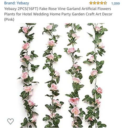 Fake Flowers Decor, Vine Garland, Pink Cottagecore, Vine Decoration, Rose Vine, Fake Plants Decor, Rose Garland, Rose Vines, Party Garden