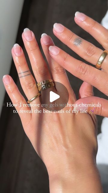 Whitney Wagner Hartley 🧿 on Instagram: "I know this isn’t my usual content but my DMs flooded when I revealed my natural nails after removing my gels. You guys wanted to know the process, so here it is! My one big warning is to make SURE you research and educate yourself before even attempting to use an e-file! You can severely damage your nails and injure yourself if you use it improperly ☠️ #gelremoval #gelnailremoval #gelnailsathome #athomemanicure #efilemanicure" Gel Nails Process, How To Remove Builder Gel Nails, Hard Gel Overlay On Natural Nails, Builder Gel On Natural Nails, Remove Gel Nails At Home, Plaid Nail Designs, Remove Gel Polish, Natural Gel Nails, Gel Nail Removal