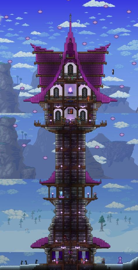 Moth Prince Lucy🌳 on X: "Updated my #terraria wizard tower now pre Plantera(Original was pre Skellytron) https://t.co/DS00HUefts" / X Terraria Hallow House Ideas, Terraria Tower Design, Terraria Tower, Wizard Tower Interior, Terraria Wizard Tower, Minecraft Mage Tower, Wizard Tower, Minecraft Wizard Tower, Guide Terraria