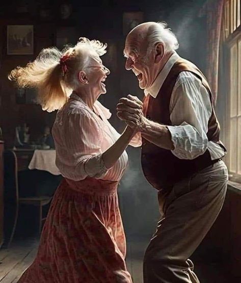 Cartoon Couples, Make Breakfast, Growing Old Together, Couple Painting, Eat Together, Old Couples, Couple Dancing, Old Age, Old People