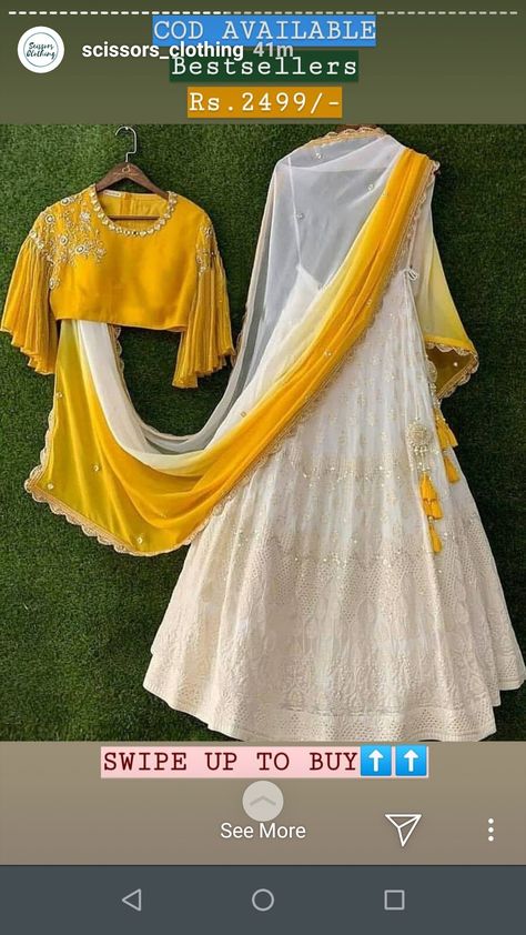 Haldi Dress, White Lehenga, Lehenga, Yellow White, Women's Fashion, Saree, Yellow, Dresses, White