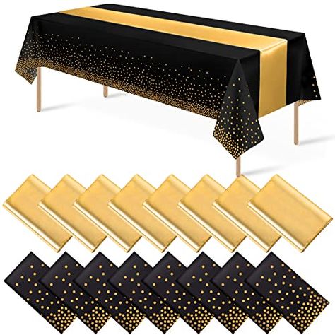 Blue Table Decorations, Gold Table Decorations, White Plastic Table, Table Runner For Wedding, Satin Table Runner, Gold Tablecloth, Cocktail Party Decor, Black Colour Background, Party Table Cloth