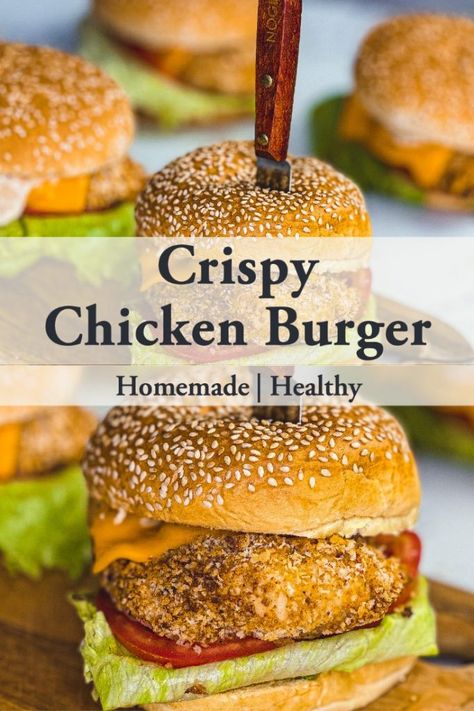 Crispy Chicken Burger Healthy Crispy Chicken, Crumbed Chicken, Creamy Salmon Pasta, Crispy Chicken Burgers, Chicken Burgers Recipe, Salmon Pasta, Chicken Burger, Chicken Patties, Honey Garlic Chicken