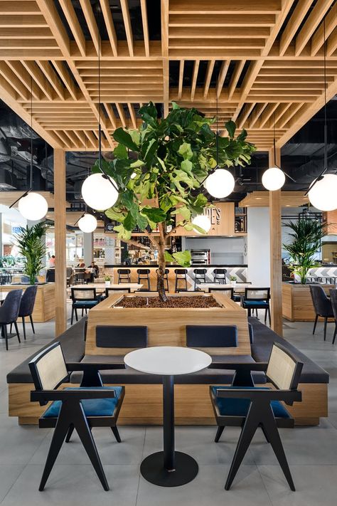 Comercial Interior Design, Food Court Design, Coffee Shop Concept, Interior Design Portfolio Layout, Mall Food Court, Japanese Bar, Industrial Cafe, Food Business Ideas, Cafe Concept