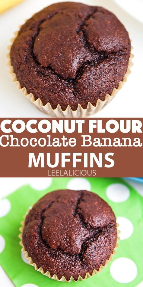 Banana And Cocoa Powder, Coconut Flour Banana Muffins, Flour Desserts, Banana Coconut Muffins, Coconut Flour Muffins, Gluten Free Banana Muffins, Paleo Muffins, Coconut Muffins, Coconut Flour Recipes