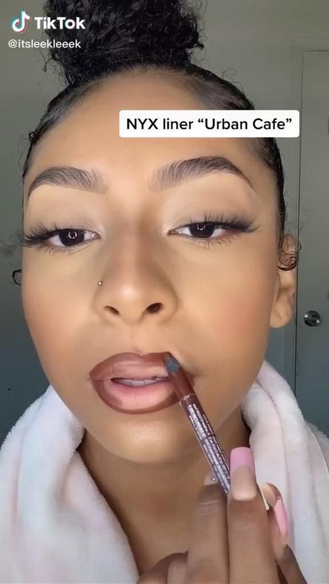 Pin on Makeup Lip Combos For Light Skin Tutorial, Lip Ideas Make Up Natural Makeup, Glossy Lips With Lip Liner, Pink Lip Brown Liner, Matte Lip Combos For Dark Skin, Affordable Lip Combos, Lashes And Lipgloss Look, Lip Liner Tutorial For Small Lips, Light Skin Lip Combo