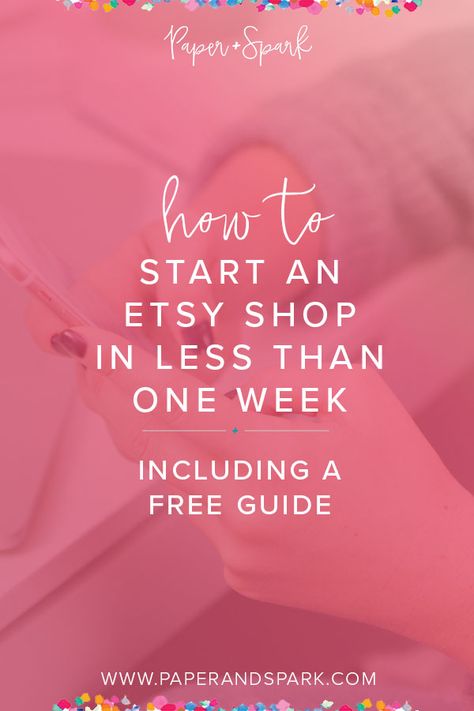 One of the things that can hold us back from getting started is time – we never feel like we have enough of it. Starting an Etsy shop might feel overwhelming, but by breaking your launch into manageable chunks you can have a shop up and running in just a few days!  I’m going to walk you through exactly how to start an Etsy shop in less than a week without throwing things together, but guide you to create a shop with a strong foundation. Starting Etsy Shop, Start An Etsy Shop, Starting An Etsy Business, Etsy Marketing, Etsy Business, Small Business Ideas, Craft Business, Handmade Business, Money Maker