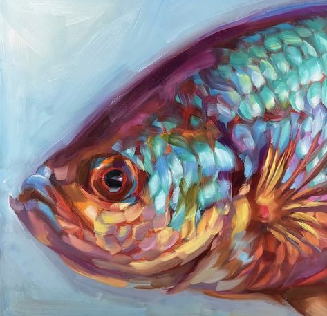 Guache Fish Painting, Colorful Fish Painting Acrylic, Holly Storlie, Paintings Fish, Fish Artwork, Ap Art, A Level Art, Art Prompts, Fish Painting