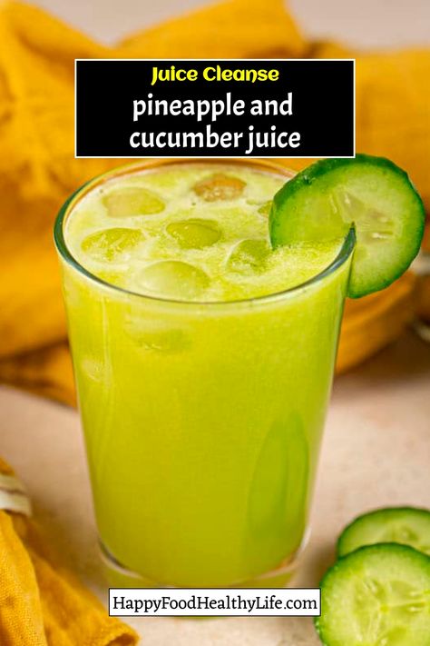 This pineapple and cucumber juice is a tasty and refreshing way to detox! It’s all-natural and super easy to make with just 2 ingredients. Juicing With Cucumbers Recipes, Healthy Beverages Clean Eating, Natural Juices Recipes Healthy, Juicer Recipes Beginners, Pineapple Cucumber Juice, Juice For Colds, Healthy Detox Drinks, Juice Cleanse Plan, Cleansing Juices