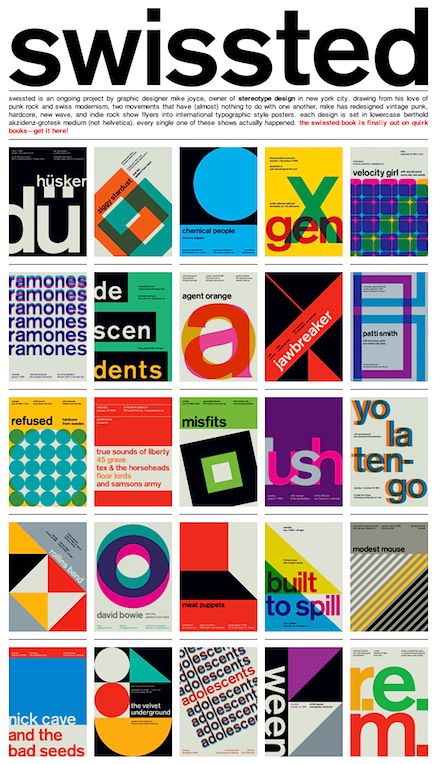 swissted is an ongoing project by graphic designer Mike Joyce… combining his love of punk rock and Swiss modernism | April 2013 Swiss Modernism, International Typographic Style, Swiss Design, Typography Poster Design, Typographic Poster, Grafic Design, Typographic Design, Design Typography, Design Graphique