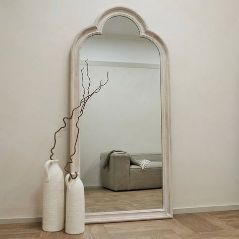 All Mirrors Living Room Floor Length Mirror, Full Mirror Living Room, Annexe Ideas, Full Length Mirror In Bathroom, Arched Full Length Mirror, Extra Large Mirrors, Minimalist Window, White Washed Wood, Mirrors Uk