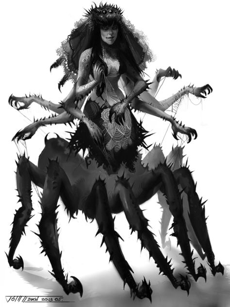 Spider queen Spider Demon Art, Spider Demon, Spider Humanoid Male, Spider Person Hybrid, Spider Queen, Witch Queen, Hybrid Art, Humanoid Creatures, Pirate Art