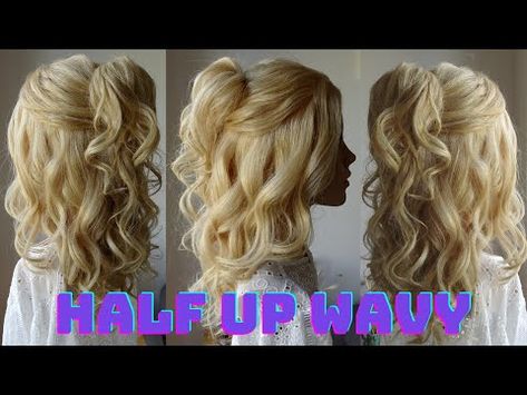 Half Updo Tutorial, Half Up Hair Do, Half Up Half Down Hair Tutorial, Curly Half Up Half Down, Messy Hair Tutorial, Wavy Updo, Half Up Curls, Prom Hair Tutorial, Half Up Half Down Hairstyle