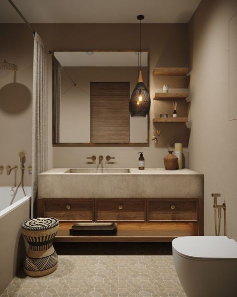 Beige Apartment, Japandi Bathroom Design, Japandi Bathroom, Japandi Interiors, Japandi Home, Zen Bathroom, Japandi Design, Washroom Design, Japandi Interior