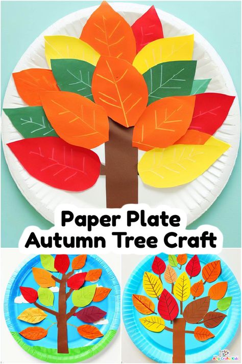 Pre School Trees, Tree Ideas For Preschoolers, Autumn Craft Ideas For Preschoolers, Tree Art And Craft For Preschool, Simple Autumn Crafts For Kids, Fall Craft Ideas For Kids Easy, The Giving Tree Craft, Paper Plate Activities For Kids, Tree Activity For Preschool