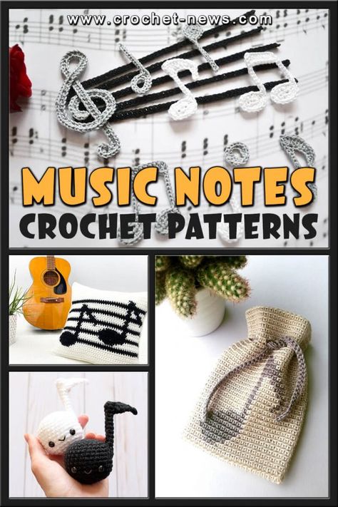 12 Crochet Music Notes Patterns Crochet Gifts For Music Lovers, Music Crochet Patterns, Crochet Gifts For Musicians, Music Crochet Patterns Free, Music Amigurumi, Music Crochet, Spiral Crochet Pattern, Knit Designers, Crochet Music