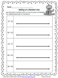 Classroom Freebies Too: Open Number Lines Jump Strategy Addition, Adding On A Number Line, Adding With A Number Line, Number Line Worksheet, Number Line Addition, Number Line Subtraction, Open Number Line, Line Math, Math Coach