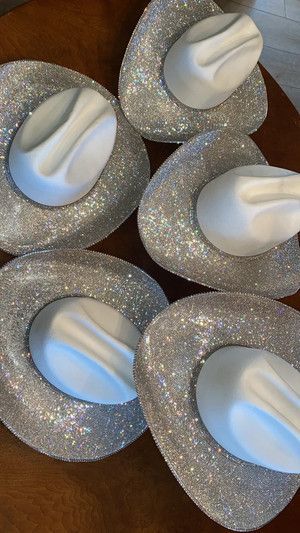 Sparkle Cowgirl Hat, Rhinestone Cowgirl Costume, Bedazzled Cowboy Hat, Cowgirl Party Decor, Disco Cowgirl Party, Rhinestone Cowboy Hat, Desert Disco, Rhinestone Hat, Disco Birthday Party