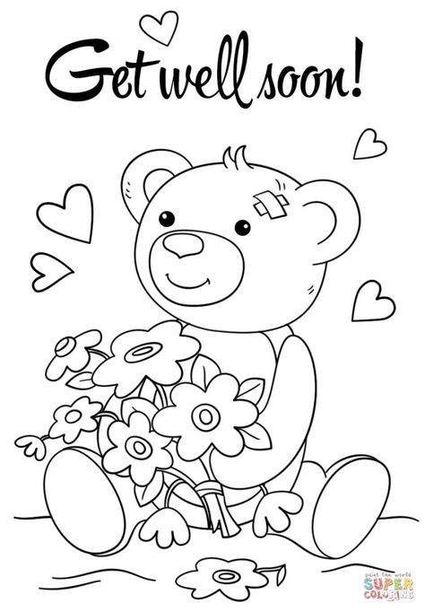 Get Well Coloring Pages Coloring Pages Get Well Wishes Coloring Pages Cute Soon Page Get Well Soon Coloring Pages, Free Get Well Cards, Cute Get Well Soon, Teddy Bear Coloring Pages, Cepat Sembuh, Birth Colors, Coloring Page Free Printable, Get Well Soon Card, Get Well Wishes