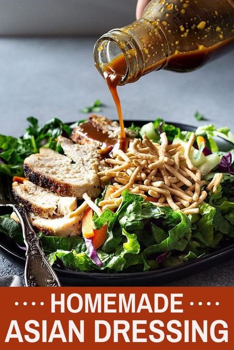 Chinese Salad Dressing, Easy Asian Salad, Chinese Chicken Salad Dressing, Sesame Dressing Recipe, Asian Sesame Dressing, Thai Salad Dressings, Chicken Salad Dressing, Asian Salad Dressing, Asian Chicken Salad