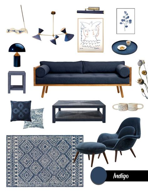 Japanese style interior in indigo blue Interior Design Mood Board Navy Blue, Rm House, Japanese Style Interior Design, House Sketches, Japanese Style Interior, Blue Interior Design, Japandi Interiors, Japandi Living, Blue Furniture