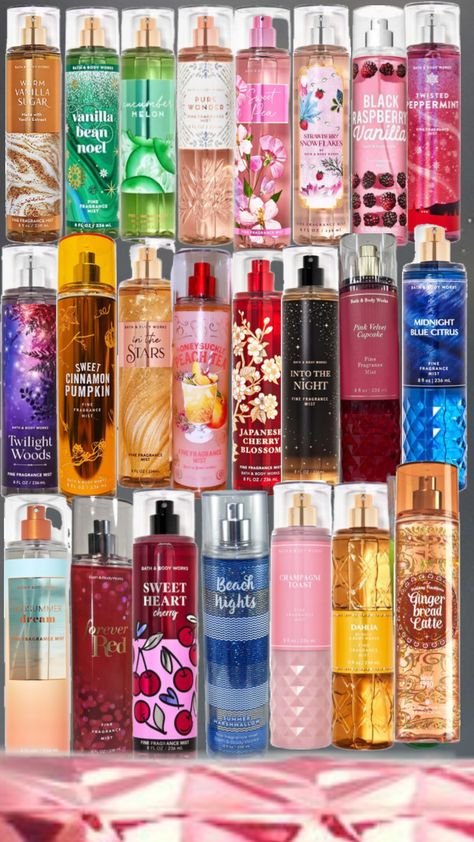 Bath and body works smells Xmas List Ideas, Perfume Organization, Bath And Body Work, Bath And Body Works Perfume, Shower Skin Care, Body Mist, Perfume Oils, Christmas Wishlist, Smell Good