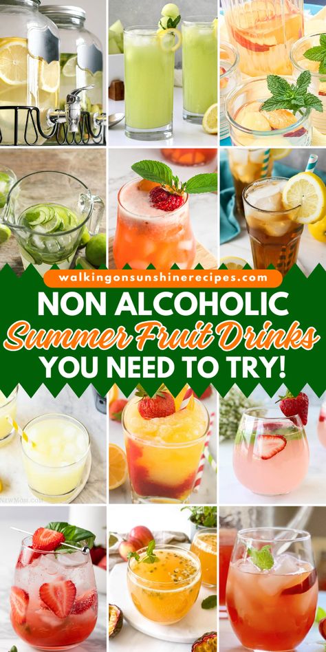 Quench your thirst and embrace the vibrant flavors of summer with our collection of non-alcoholic fruit drinks! Non Alcoholic Welcome Drinks, Fruit Drinks Non Alcoholic, Alcoholic Fruit, Summer Fruit Drinks, Fruit Drinks Alcohol, Fresh Fruit Cocktails, Best Non Alcoholic Drinks, Easy Mocktail Recipes, Virgin Drinks