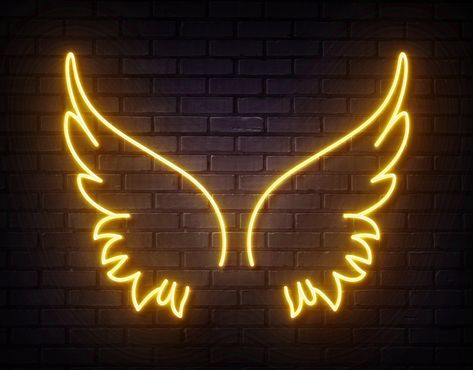 Angelic Wings - Orange / 200cm Angel Wings Neon Sign, Cute Heart Drawings, Angelic Wings, Boy Silhouette, Gold Design Background, Led Wall Art, Fox Painting, Laser Engraved Ideas, Wedding Neon Sign