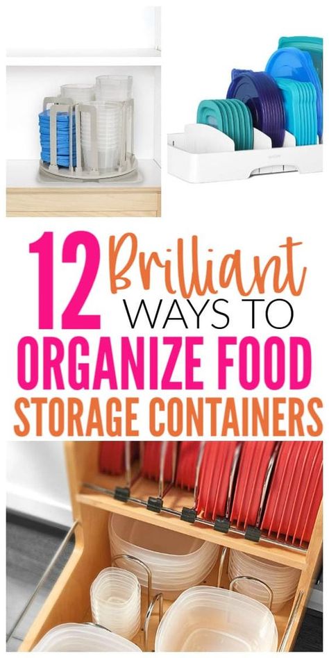 Organize Food Storage Containers, Organize Food Storage, Organize Tupperware, Tupperware Organizing, Tupperware Storage, Kitchen Organization Diy, Ways To Organize, Kitchen Cabinet Organization, Food Storage Containers Organization