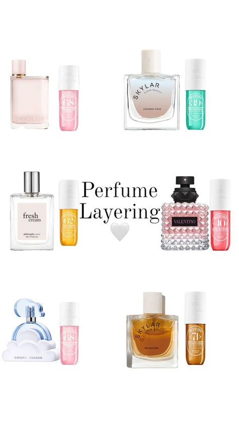 Perfumes With Prices, Layering Scents Fragrance, Cloud Perfume Combo, Layering Combos Perfume, Fragrance Layering Combinations, Clean Perfume Scents, Layered Perfume, Layering Parfum, How To Layer Perfume