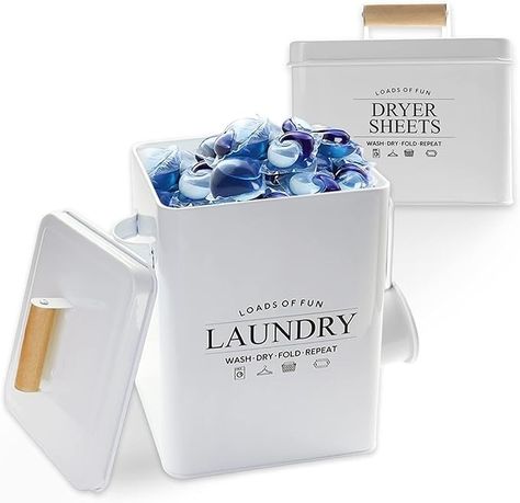 Amazon.com: Laundry Pods Container and Dryer Sheet Holder Set,Laundry Powder Detergent Dispenser with Scoop,Soap Storage Container,Dryer Sheets Dispenser for Laundry Room Organization,Farmhouse Decor, Metal,White : Home & Kitchen Dryer Sheet Holder, Obx Dr, Soap Storage, Dryer Sheet, Laundry Powder, Laundry Pods, Powder Detergent, Detergent Dispenser, Wash Dry Fold