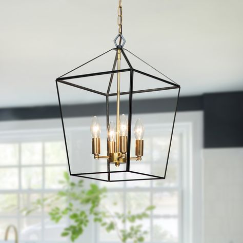 Brass Lantern Pendant, Geometric Lantern, Simple Chandelier, Glass Panes, Farmhouse Kitchens, Rectangle Chandelier, Brass Lantern, Candle Chandelier, Geometric Chandelier