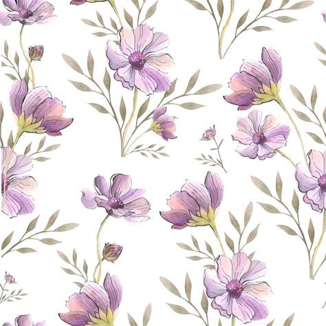 Vector pattern with watercolor flowers | Premium Vector #Freepik #vector #seamless-texture #seamless-pattern #seamless-background #print-pattern Watercolor Seamless Pattern, Background Print, Texture Seamless, Watercolor Floral Pattern, Pattern Seamless, Seamless Background, Watercolor Pattern, Vector Pattern, Print Pattern