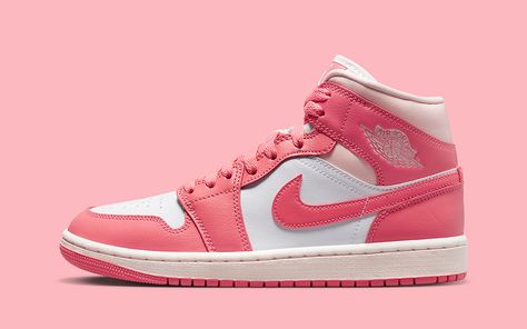 Valentines Day 2023, Jordan Pink, Air Jordan 1 Mid Gs, Jordan 1 Outfit, Beautiful Phone Cases, Nike Air Jordan 1 Mid, I Love Pink, Cute Nike Shoes, Cute Nikes