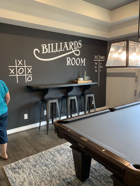 Garage Pool Table Room, Teenage Playroom, Table Room Ideas, Pool Table Room Ideas, Diy Bar Ideas, Dart Board Wall, Garage Game Rooms, Billiards Room, Pool Table Room