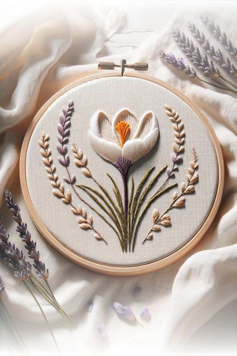 Brazilian Embroidery Designs, Embroidery Designs Floral, Embroidery Store, Simple Hand Embroidery Patterns, Crocus Flower, Textile Art Embroidery, Hand Embroidery Flowers, Pola Sulam, Brazilian Embroidery