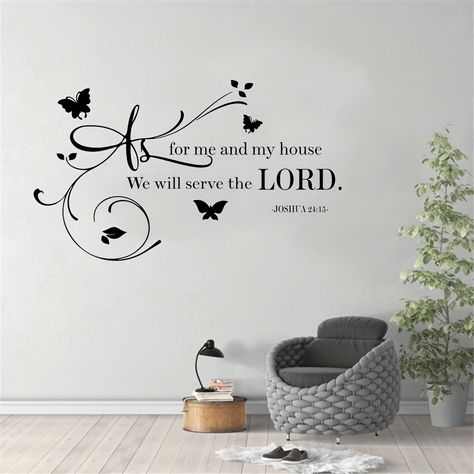 1pc Christian Wall Sticker, Bible And Joshua 24:15 Quote, Self-Adhesive Wall Stickers, Bedroom Entryway Living Room Porch Home Decoration Wall Stickers, Removable Stickers, Wall Decor Decals https://share.temu.com/XAcQx2OZDGA via @shoptemu Christian Wall Decals, Wall Stickers Quotes, Tiles For Wall, Letter Wall Art, Inspirational Wall Decor, Christian Wall Decor, Floor Stickers, Serve The Lord, Christian Decor