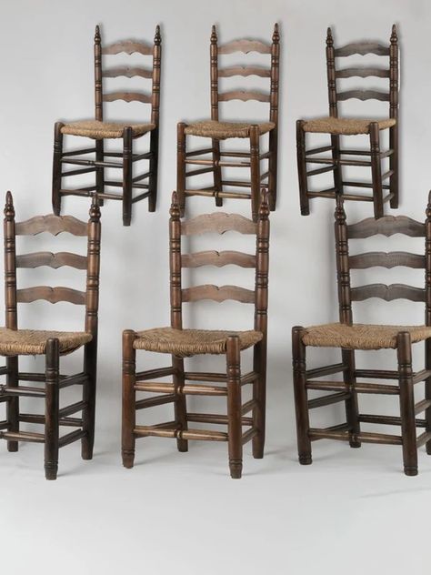 Antique French dining chairs – Chez Pluie Louis Xv Chair, French Bistro Chairs, French Dining Chairs, Red Damask, English Kitchens, Cane Chair, Shell Chair, French Country Kitchen, French Bistro