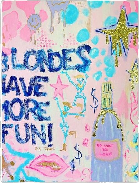 Blondes Have More Fun, More Fun, Iphone Case, Iphone, Canvas, For Sale, Pink, Blue, Art