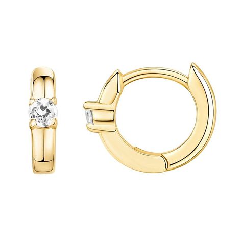 14K Gold Plated 925 Sterling Silver Post Ultra Thick Huggie Earring | Women's Mini Hoop Earrings | Gold Plated Small Hoops Second Hole Earrings, Small Gold Hoop Earrings, Stud Fashion, Small Gold Hoops, Mini Hoop Earrings, Zirconia Earrings, Huggie Earrings, Earrings Collection, Jewelry Earrings Hoops