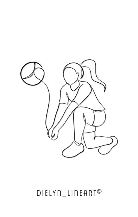 Line art, volley ball, one line art, drawing, illustration, wallpaper, logo, ideas, sport, line drawing Aesthetic Stencil, Sport Drawing Ideas Art, Volleyball Drawing, One Line Tattoo, Line Art Illustration, Line Sketch, One Line Art, Line Art Tattoos, Journal Doodles