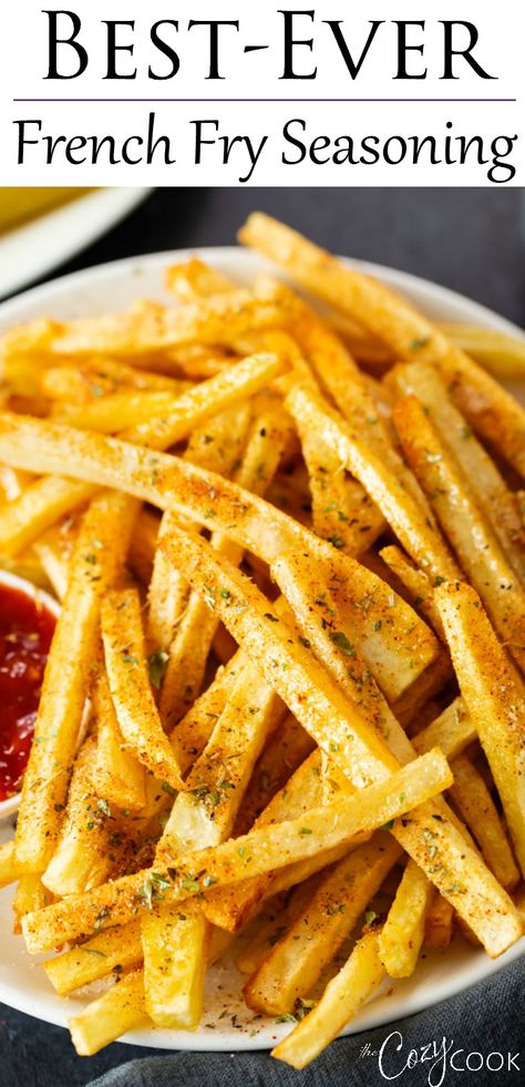 Best French Frie Seasoning, Season French Fries Recipe, Air Fryer Seasoned French Fries, How To Make Frozen Fries Taste Better, Homemade Frozen Fries, Frozen Fry Recipes, Homemade Seasoned French Fries, Seasoned Waffle Fries, Diy Fry Seasoning