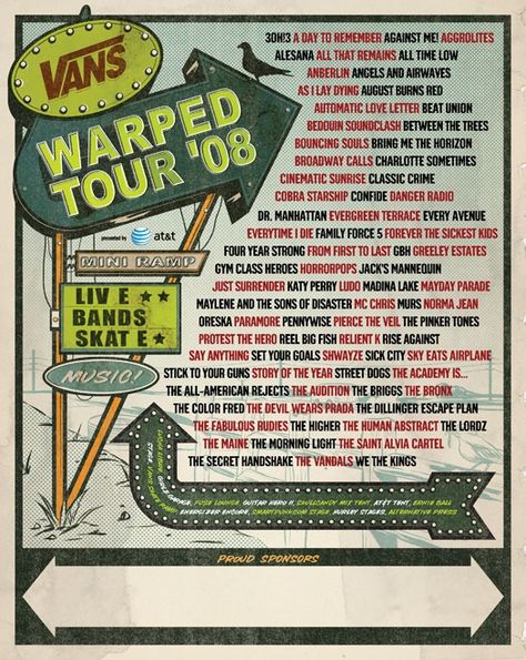 Warped tour 2008! My first warped tour one of the the best days of my life! Cobra Starship, Gym Class Heroes, Dr Manhattan, 30th Birthday Themes, August Burns Red, Angels And Airwaves, Mayday Parade Lyrics, Hardcore Music, Vans Warped Tour