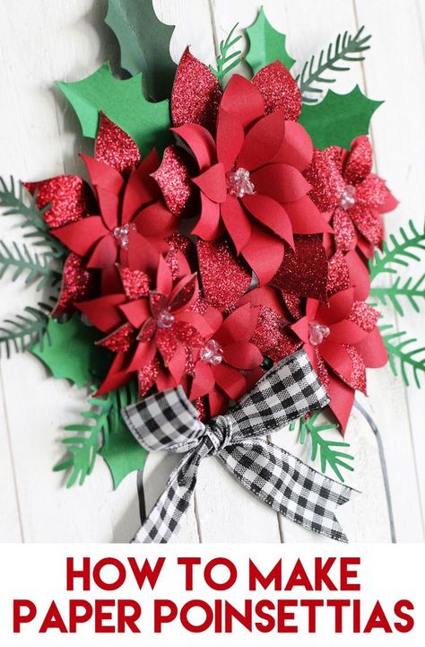 These gorgeous Christmas poinsettia flowers are made of paper! It's so easy to do  and you can use them in so many different ways. #christmascrafts #christmascraftsforkids #papercrafts #paperflowers #christmasdecor #christmas #diychristmas Paper Poinsettias, Paper Poinsettia, Christmas Mason Jars Diy, Mason Jar Sign, Poinsettia Flowers, Wine Bottle Diy Crafts, Fun Christmas Decorations, Christmas Mason Jars, Mason Jar Crafts Diy