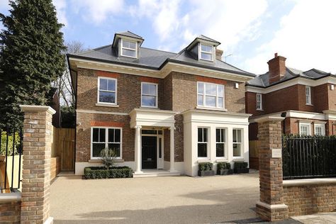 Modern English House, English House Exterior, Modern Classical Architecture, Wimbledon Village, Uk House, Georgian Style Homes, 6 Bedroom House, Minecraft House Designs, Traditional Houses