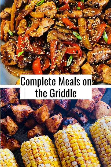 A list of great recipes for the Blackstone griddle or flat top grill made all at once for a complete meal! Blackstone Buffalo Chicken, Blackstone Hibachi, Hibachi Recipes, Griddle Cooking Recipes, Loaded Potatoes, Complete Meals, Blackstone Recipes, Blackstone Grill, Flat Top Griddle