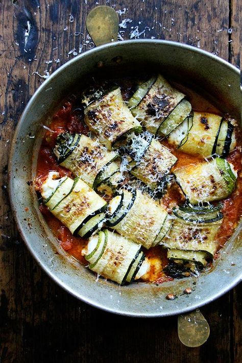 zucchini involtini, just baked Zucchini Involtini, Zucchini Recipe, Fresh Tomato Sauce, Grilled Bread, Swiss Chard, Zucchini Recipes, Chard, Food 52, Dinner Recipe