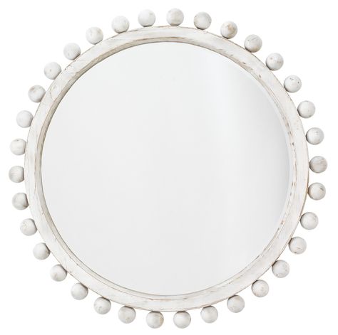 Cailini Coastal, Round Wood Mirror, White Washed Wood, Room 2023, Coastal Room, White Wash Finish, Beach Bungalow, White Mirror, Wood Wall Mirror